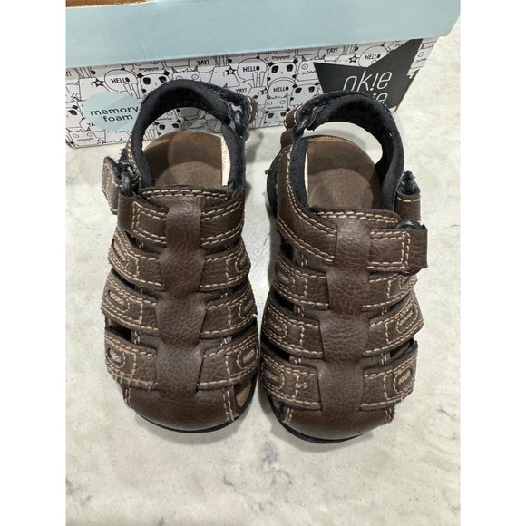 Okie Dokie Toddler Boys Lil Cash Brown Adjustable Sandals - Size 5 - Picture 2 of 6